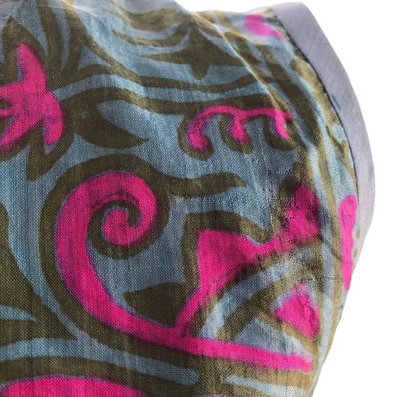 🎄100% silk tunic/shirt button front SZ L pink/blue - Picture 9 of 12